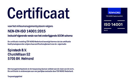 Spirotech ISO 14001 - TUV Certificat