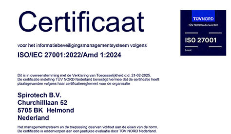 TUV Certificat ISO 27001 - Spirotech